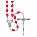  CLEAR RUBY OVAL PLASTIC BEADS ROSARY 